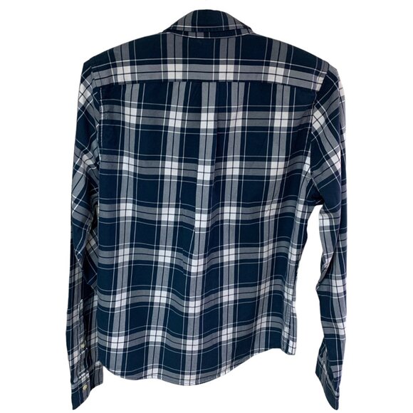 Abercrombie Fitch Blue Plaid Button Down Long Sleeve Muscle Shirt - Picture 9 of 11